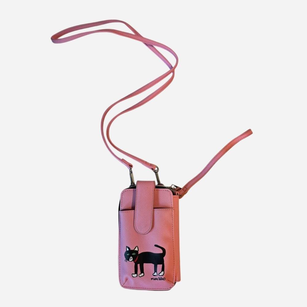 Marc Tetro Pink Cat Print Wallet‎ Crossbody Phone Bag